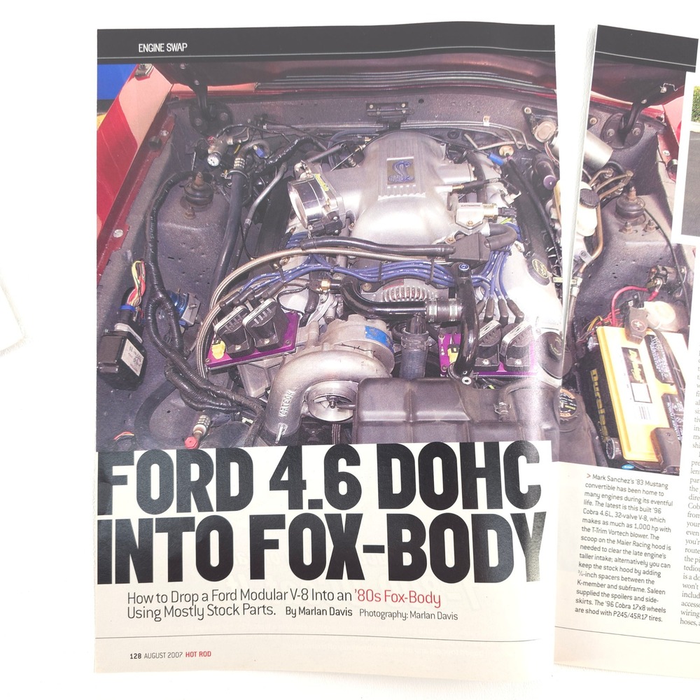 Ford 4.6 DOHC Conversion Article Engine Swap Print Ad Fox Body Mustang Cobra V8